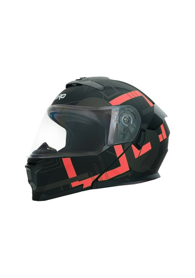 Gp Nero Mks004-Mba1r Güneş Vizörlü Şeffaf Çene Açılır Motosiklet Kaskı Siyah Kırmızı