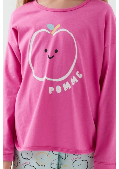 Roly Poly 3063 Pomme Apple Kız Çocuk Uzun Kol Pijama Takım Fuşya