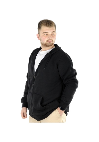 Mode Xl Büyük Beden Erkek Sweatshirt Zippered Recycle B20533 Siyah 001