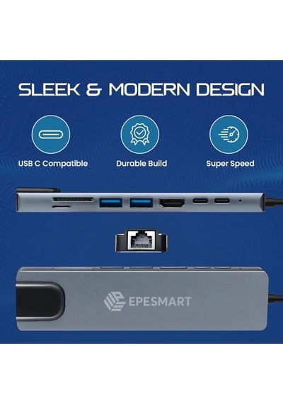 Portları 1 Arada Usb C Hub Adaptörü 4k Hdmı Şarj Cihazı Usb C Bağlantı Noktaları Sd Micro Sd Kart Okuyucular Et