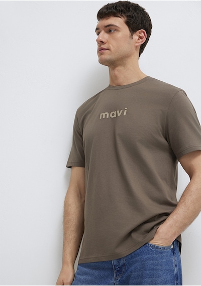 Mavi - Mavi Logo Baskılı Kahverengi Tişört 0612732-83866 Kahverengi