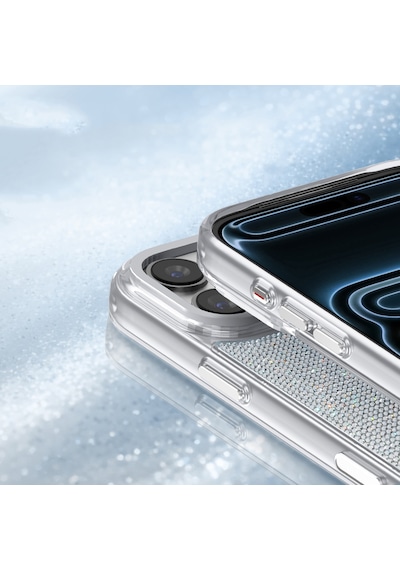 İphone 17 Pro Kılıf M-safe Özellikli El İşlemeli Swarovski Taşlı Zore Paris Riva Sert Pc Kapak Gümüş