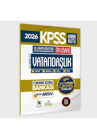 2026 Fullönlisans Kpss Vatandaşlık Kara Kutu ÖSYM Çıkmış Soru Bankası Son 15 Yıl (Sadece Ön Lisans)