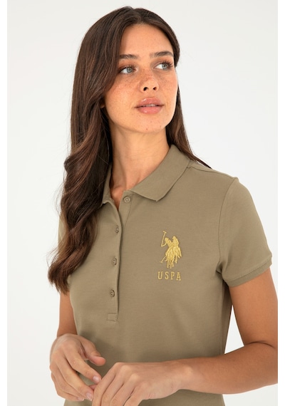U.S. Polo Assn. Kadın Haki Basic Polo Yaka Tişört 50280071-VR027