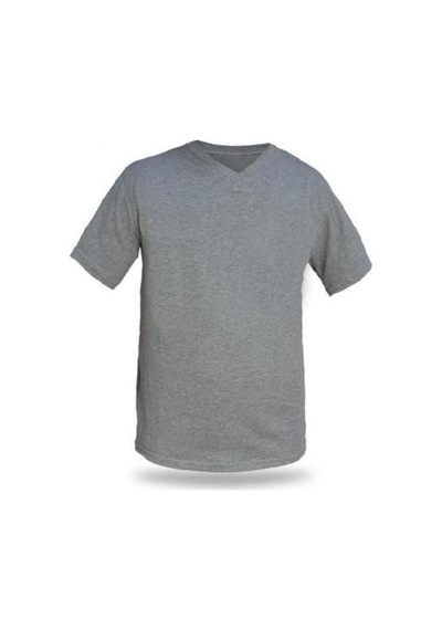T-Shirt V Yaka Kısakol %100 Pamuk Cepli Gri