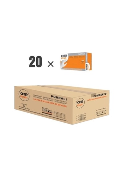 One Plus Pudralı Lateks Muayene Eldiveni 100'lü x 20 Paket