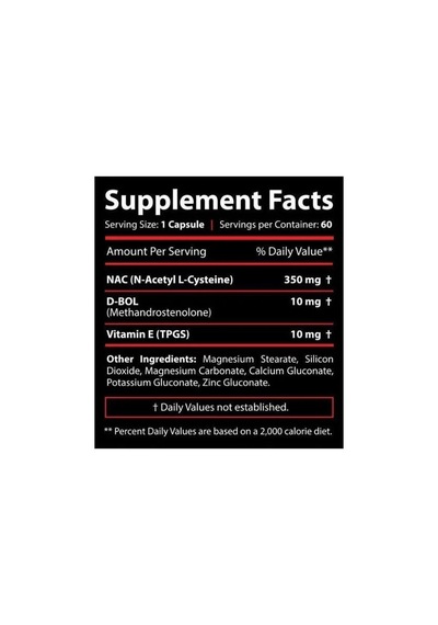Core Labs X D-bol N.a.c N-acetyl L-cysteine Bulk Up King 60 Caps Aromasız