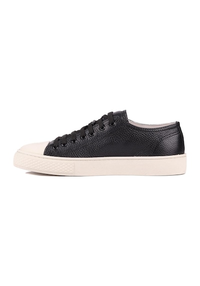 Shoetyle - Siyah Hakiki Deri Bağcıklı Erkek Sneaker 666-25-1251 Siyah