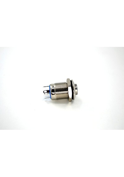 12V Mavi Işıklı Yuvarlak Metal 12 MM Yaylı Buton Anahtar