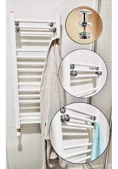 Havlupan Radyatör Askısı, Banyo Askısı, Bornoz Askısı, Kolay Kurulum, Havlu Kıyafet Askısı, Ban Krom