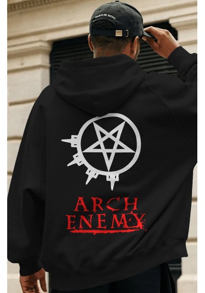 Sevbano Arch Enemy Rock Metal Müzik Grubu Sırt Baskılı Unisex Oversize Pr Siyah