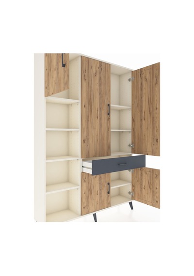 Arges Dolap 8 Raflı Tek Çekmeceli 5 Kapaklı 132x30x195 Aytaşı-çam/antrasit Atlas Çam/antrasıt Arges Dolap 8 Raflı Tek Çekmeceli 5 Kapaklı 132x30x195 Aytaşı-çam/antrasit Atlas Çam/antrasıt