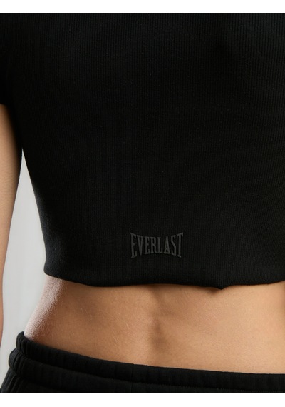 Everlast Ever Relaxed Rib Siyah Kadın Crop Tişört Siyah
