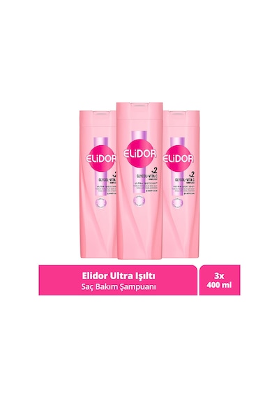 Elidor Saç Bakım Şampuanı Ultra Işıltı Yoğun Parlaklık 400 Ml X3