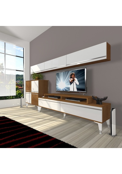 Decoraktiv Ekoflex 8 Mdf Silver Tv Ünitesi Tv Sehpası Ceviz - Beyaz