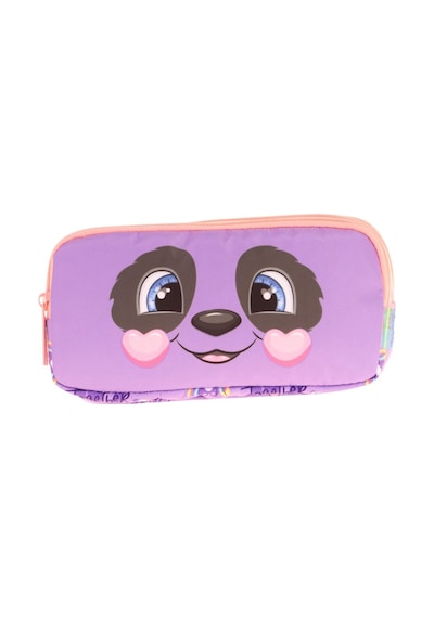 Kaukko Kids Üç Bölmeli Mor Somon, Panda Desenli, Kız Çocuk Okul Kalemliği - L8233 Mor - Somon
