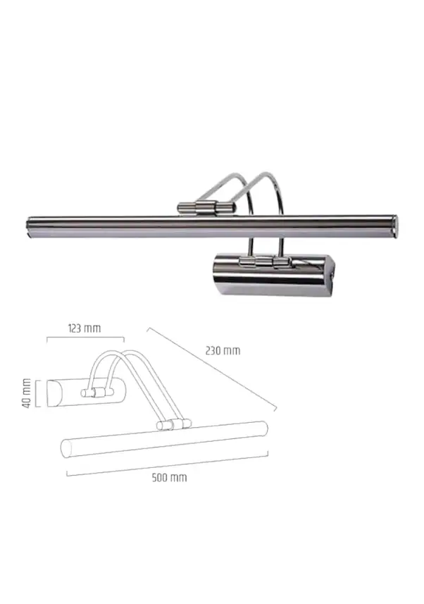 9w 50cm Krom Flüt Aplik 6500k Beyaz Işık