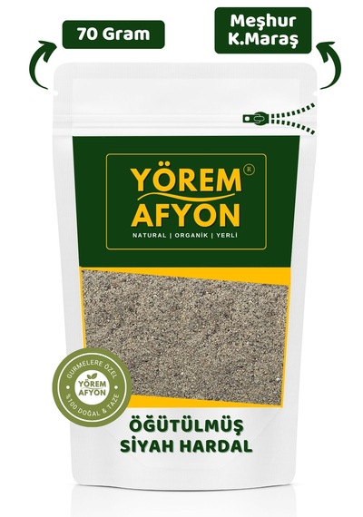 Yörem Afyon Meşhur K.maraş Beyin Dostu Yağı Alınmadan Öğütülmüş Toz Siyah Hardal Tohumu Brassica Nigra 70gr.