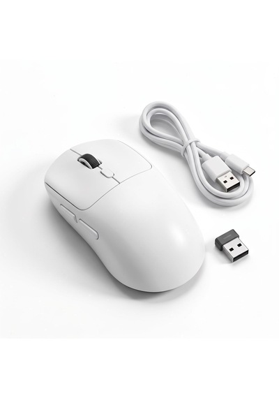 Kablosuz Bluetooth Ve Usb Alıcılı Gaming Mouse Sessiz Tık Type-c Şarjlı 6400 Dpı 3 Modlu Bilgisayar Laptop Oyuncu Faresi Cn10 Beyaz