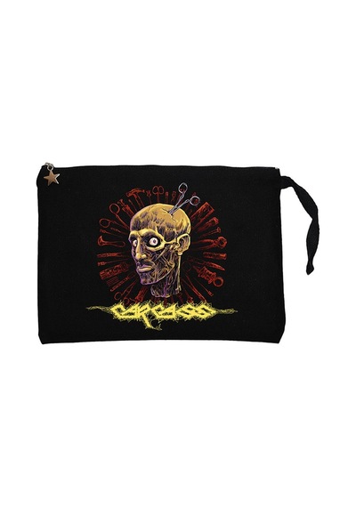 Carcass Surgical Steel Siyah Clutch Astarlı Cüzdan / El Çantası Siyah