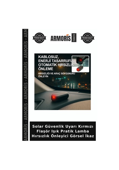 Solar Güvenlik Uyarı Kırmızı Flaşör Işık Pratik Lamba Hırsızlık Önleyici Görsel İkaz