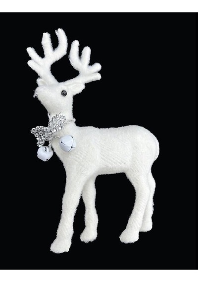 22 Cm X 15 Cm Yılbaşı Geyik Beyaz Kadife Tüylü Dekoratif Masa Ve Parti Süsleme Figürü Noel Diğer