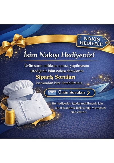 Chef Ceketi Profesyonel Aşçı Üniforması, Aşçı Gömleği Aşçı Forması Nakış Hediyeli Gri