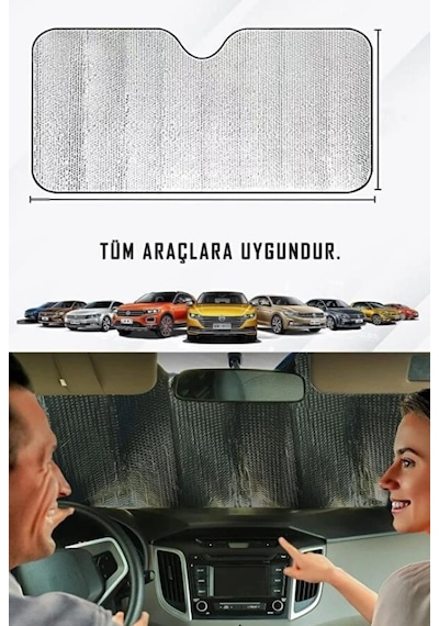 Mucit Home Vantuzlu Araç Ön Cam Güneşliği Parlak Güneşlik Koruyucu Perde