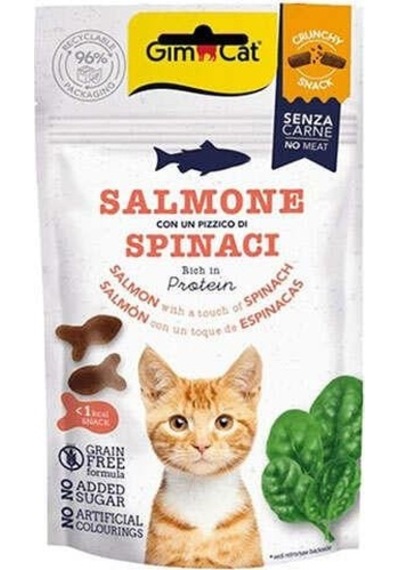 Gimcat Crunchy Snacks Somon Ve Ispanaklı Tahılsız Kedi Ödülü 50 Gr