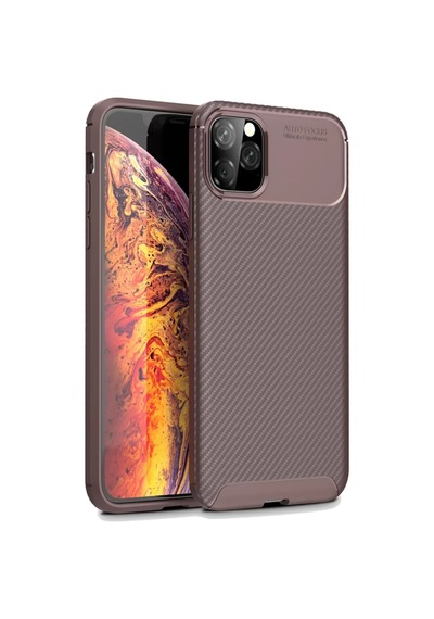 Newface Apple İphone 11 Pro Kılıf Auto Focus Karbon Kapak - Kahverengi