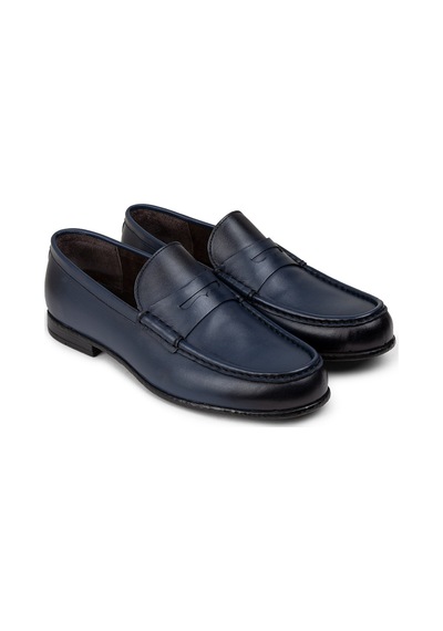 Deery Hakiki Deri Lacivert Erkek Loafer Ayakkabı - 01510mlcvc04 Lacivert