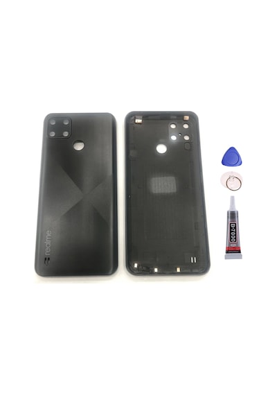 Realme C21y Siyah Arka Kapak Batarya Kapağı Pil Kapağı Yapışkan Ve Sökme Aparatıyla Beraber Full Set Siyah