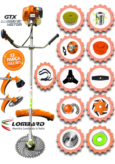 Cros Lombard İtaly Marzanox 540x Yan Tipi Benzinli Ot Çalı Çim Biçme Tırpanı+ 12 Pcs Komple Hoby Setli
