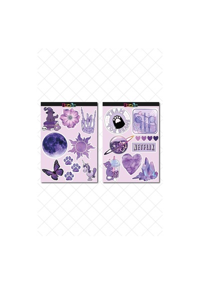 Lexroo Purple Aesthetic Temalı Sticker Etiket Seti 1 - Mor Sticker - Laptop Notebook Telefon