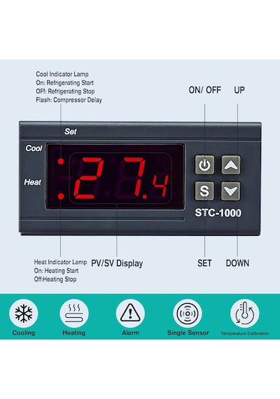 Stc-1000 Dijital Sıcaklık Kontrolörü Termostat Ac 220v