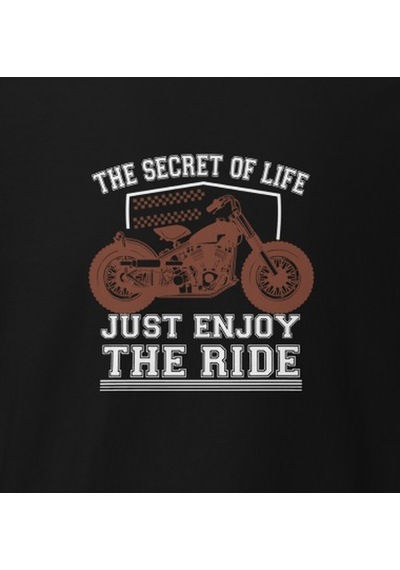 Wildstyle Just Enjoy The Ride Motosiklet Vintage Özgürlük Baskılı Unisex Bisiklet Yaka Pamuklu Tişört - Siyah