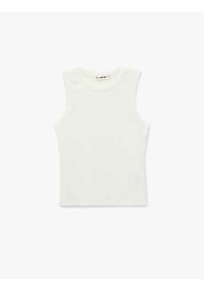 Koton Kaşkorse Bisiklet Yaka Kolsuz Slim Fit Atlet Ekru 6sal30239ık