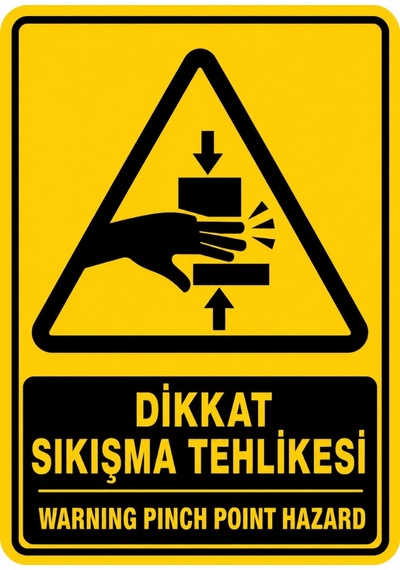 Dikkat Sıkışma Tehlikesi 21x30cm Pvc Isg Levha V3