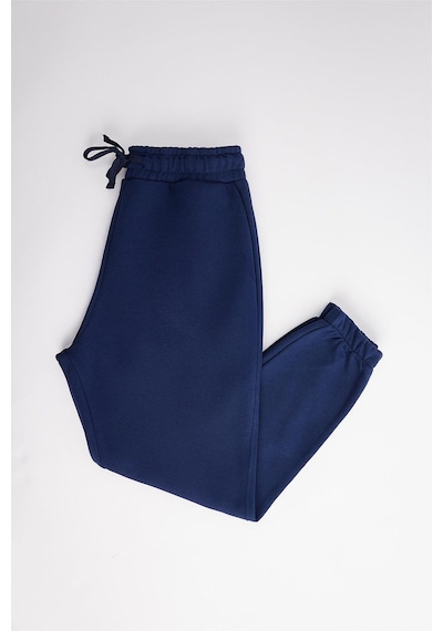Tudors Unisex Relax Fit Rahat Kesim Şardonlu 3 Cepli Lastikli Jogger Paça Lacivert Eşofman Altı-32645 Lacivert