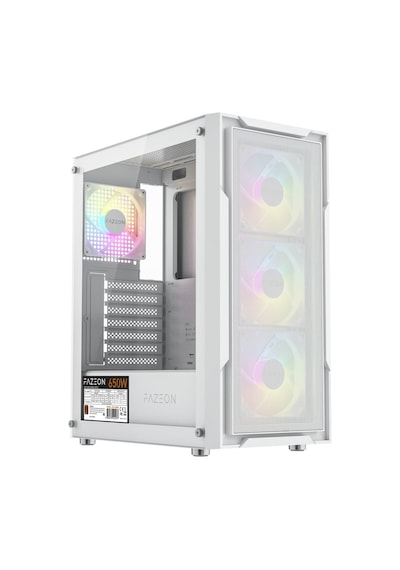 Fazeon F11 650w 80+ Bronze Mesh Rgb 4x120mm Fanlı Atx Beyaz Gamıng Kasa