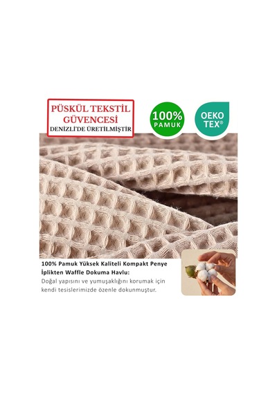 Püskül Lüks 3-adet Waffle El Havlusu Seti, Büyük 40x80 CM