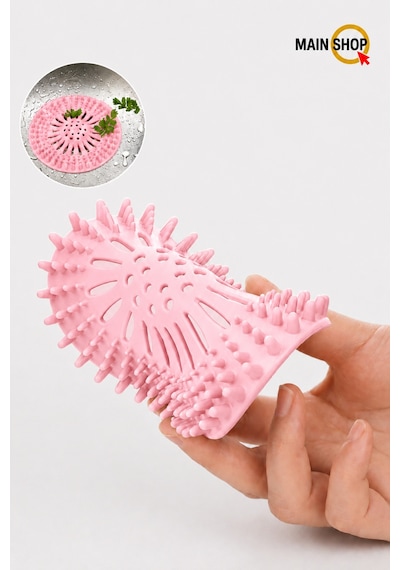 Mainshop 1 Adet Pembe Yuvarlak Lavabo Ve Küvet Süzgeci, Lavabo Tıkacı Gider Koruyucu M-140