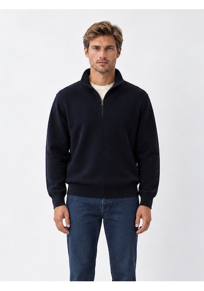 Xint Lacivert Pamuk Dokulu Regular Fit Sweatshirt 300290