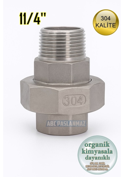 Kuyruklu Konik Rekor 11/4'' Paslanmaz Erkek Dişi Krom 304 Kalite