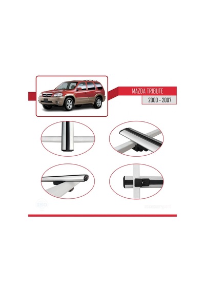 Mazda Tribute 2000-2007 Arası İle Uyumlu Basic Model Ara Atkı Tavan Barı Gri 3 Adet