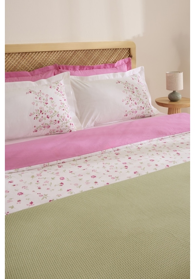 Karaca Home Florevia %100 Pamuk Çift Kişilik Nevresim Pike Takımı Pembe