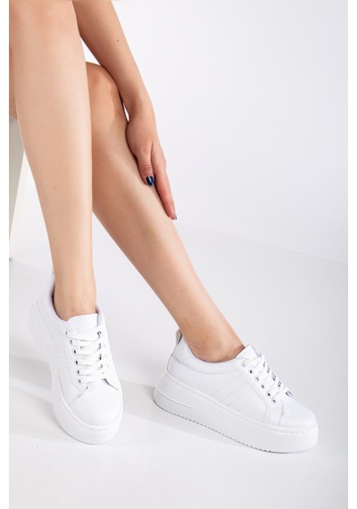 Erceka Kadın Spor Ayakkabı Sneaker Günlük Kullanıma Uygun Beyaz-siyah-kırmızı,mavi Bağcıklı Beyazabeyaz Erceka Kadın Spor Ayakkabı Sneaker Günlük Kullanıma Uygun Beyaz-siyah-kırmızı,mavi Bağcıklı Beyazabeyaz