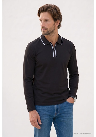 Tudors Erkek Slim Fit Dar Kesim %100 Pamuk Uzun Kollu Fermuarlı Kahverengi Polo Yaka Tişört-52788 Tudors Erkek Slim Fit Dar Kesim %100 Pamuk Uzun Kollu Fermuarlı Kahverengi Polo Yaka Tişört-52788