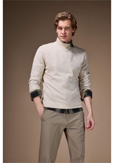 DeFacto Slim Fit Dar Kesim Yarım Balıkçı Yaka Basic Düz Triko Kazak R1127AZ24SPBG300