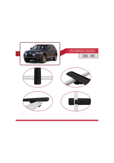 Volkswagen Touareg 2003-2010 Arası İle Uyumlu Basic Model Ara Atkı Tavan Barı Siyah 3 Adet